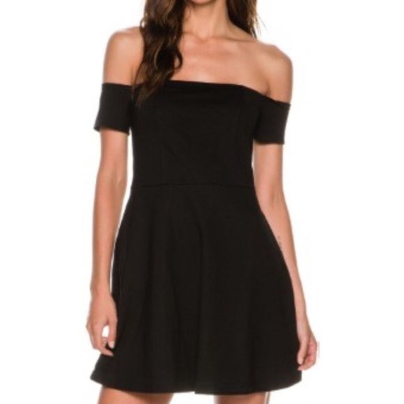 Free People Black Mambo Off Shoulder Mini Dress - Picture 1 of 4